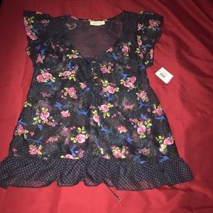 NWT Sheer Floral Blouse